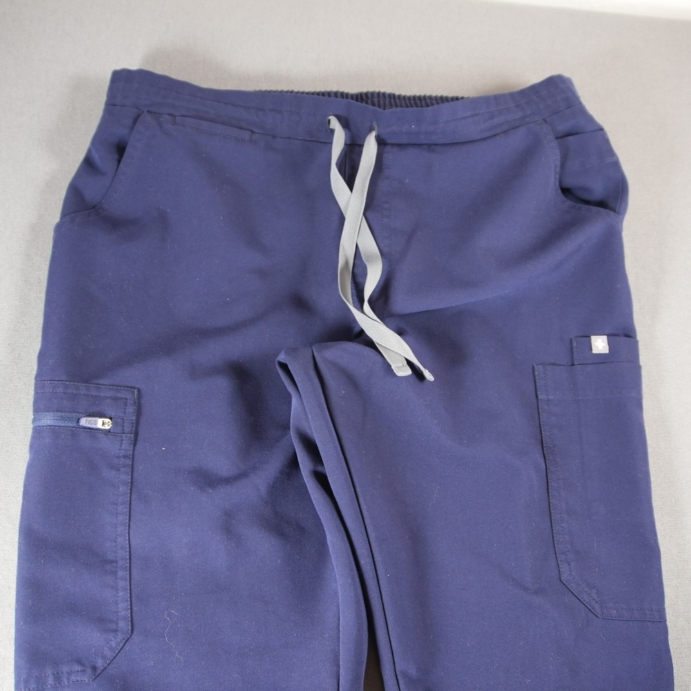 FIGS Straight Leg Skinny Drawstring Cargo Women Scrub Pants M Blue Medical - Picture 10 of 13